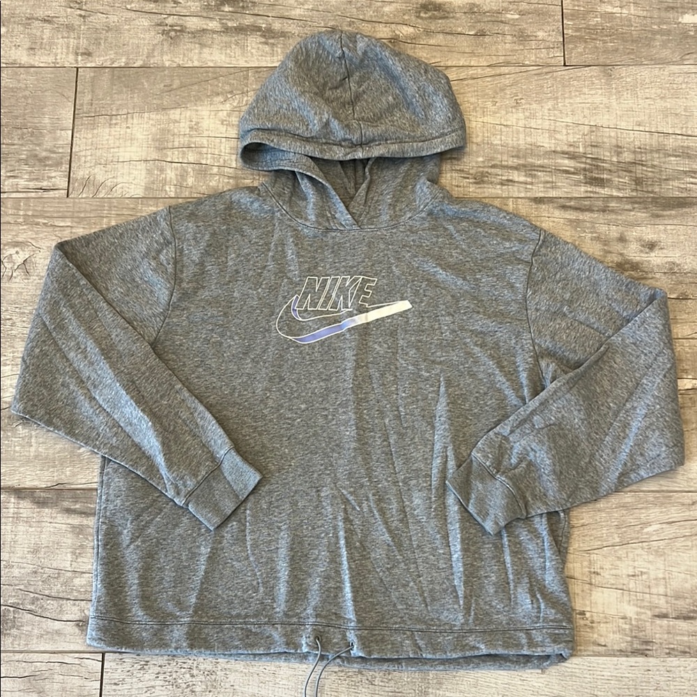 Nike Cropped  Drawstring Hoodie‎ Women’s Size Large Gray - Picture 2 of 8